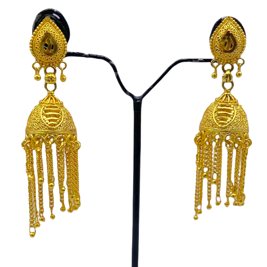 Gold Zumkha with chain Tassel Earrings