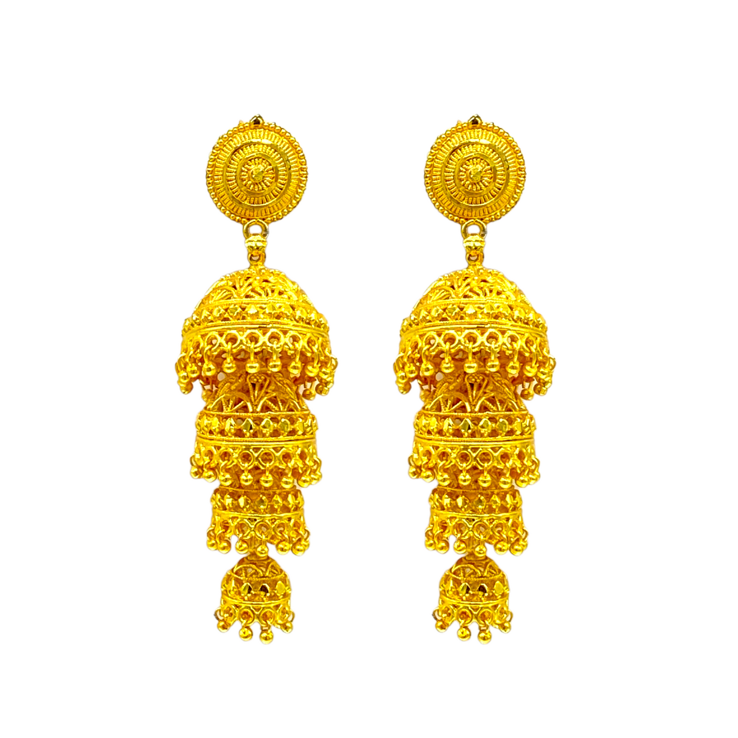 Elegant dangler layered Gold Zumkha Earring