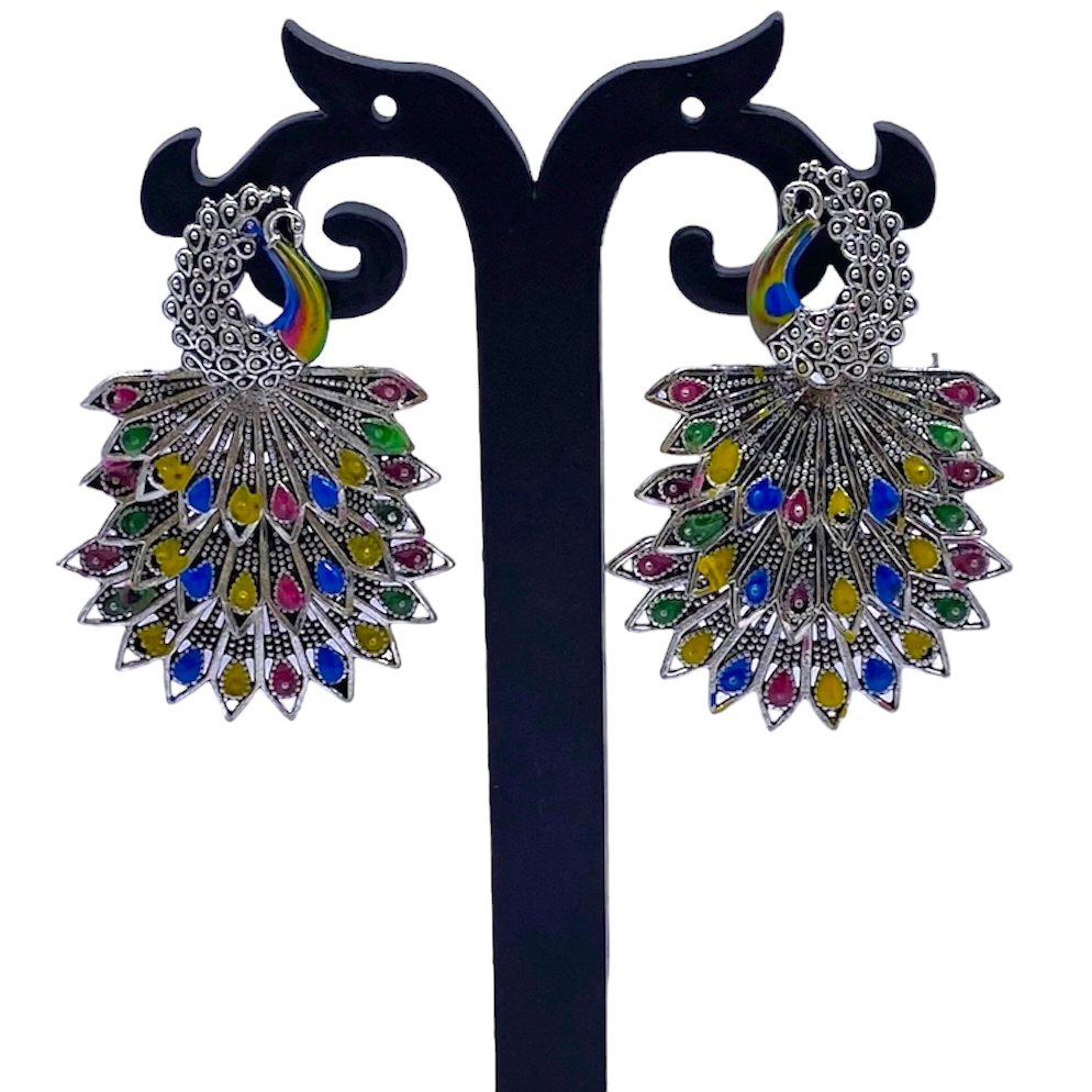 Peacock Headed Epoxy Oxidized Earring