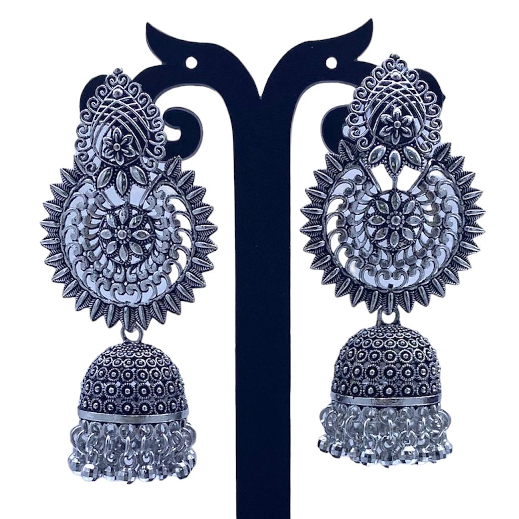 Chandbali Oxidised earring with Zumkha