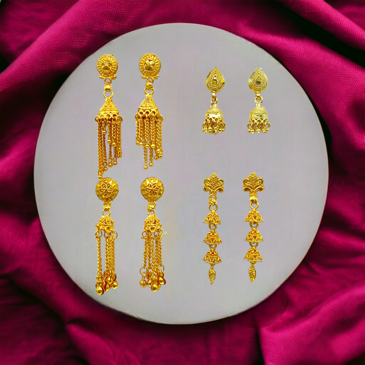 Four piece Gold Delicate Zumkh Earring Combo