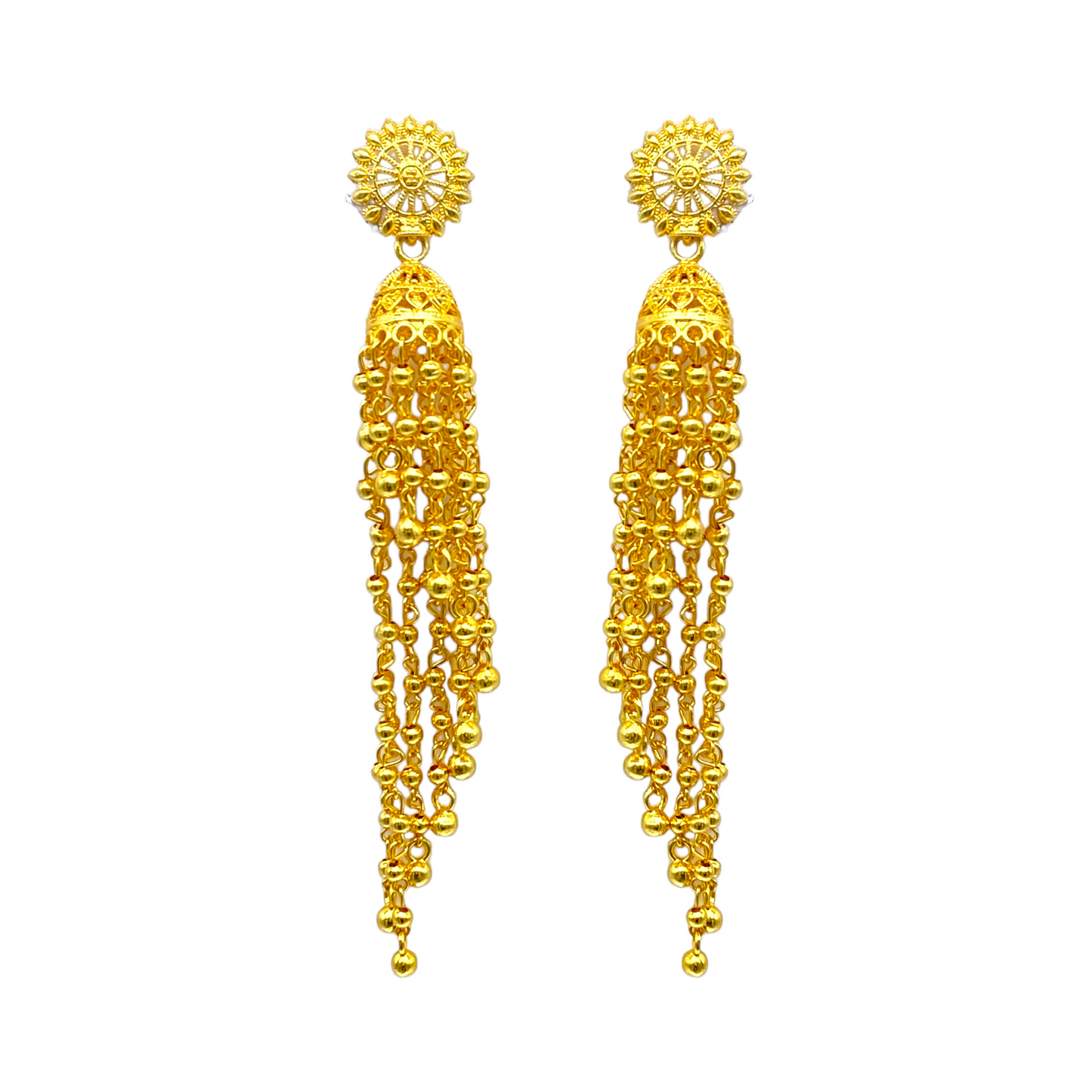 Gold pearl Tassel Zumkha Earrings