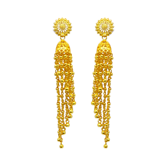 Gold pearl Tassel Zumkha Earrings