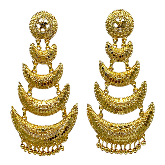 Gold Earring with four Step Design