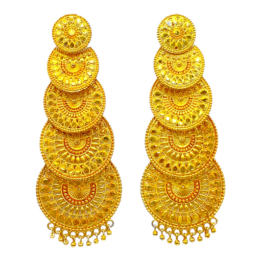 Round Studded Layered Gold Earrings