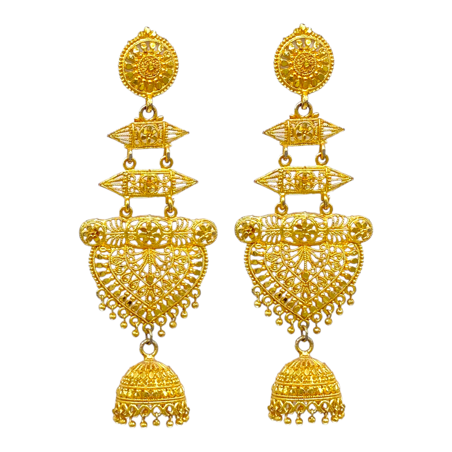 Gold Layered Drop Traditional Earrings