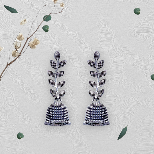 Leaf Head Small Oxidised Zumkhi Earrings