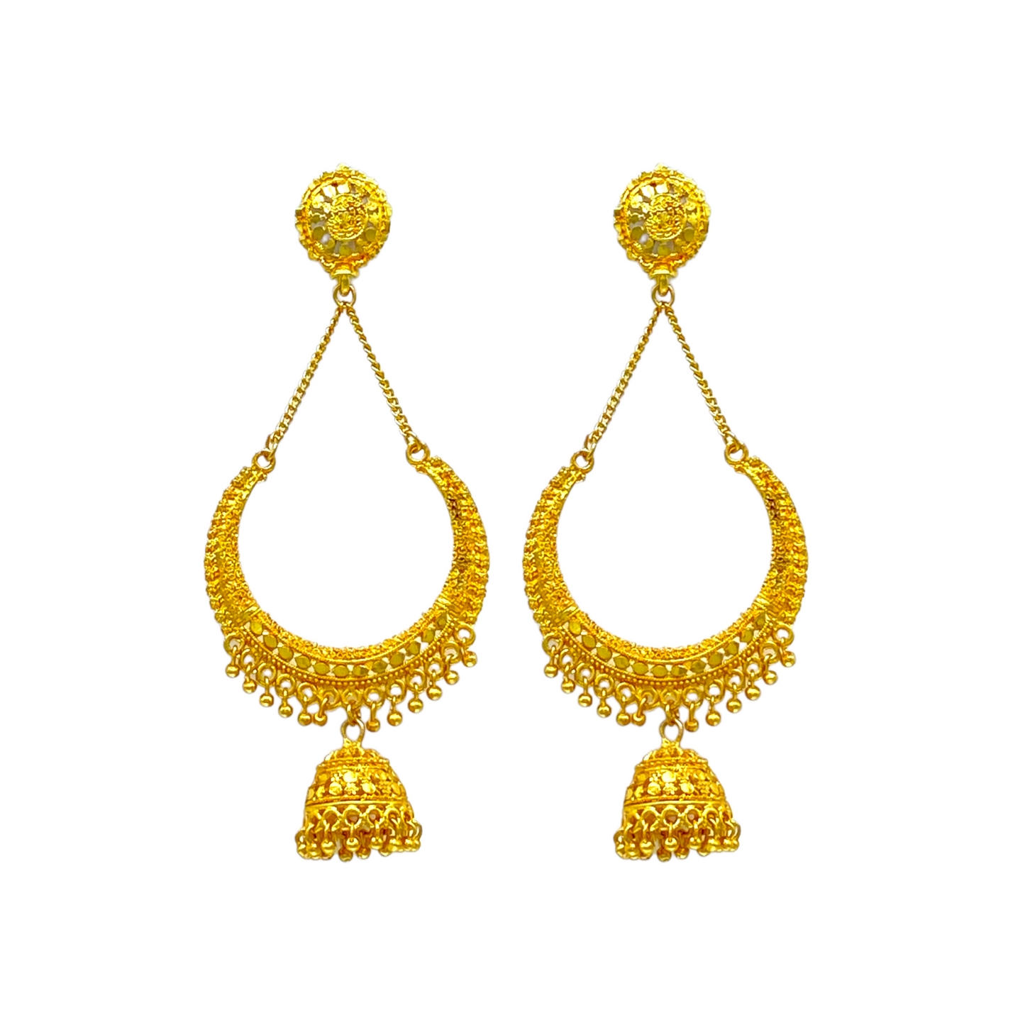 Gold Dangling circular design Earrings