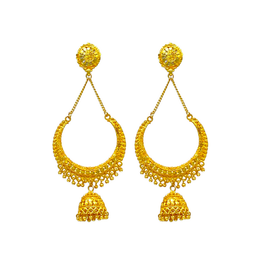 Gold Dangling circular design Earrings