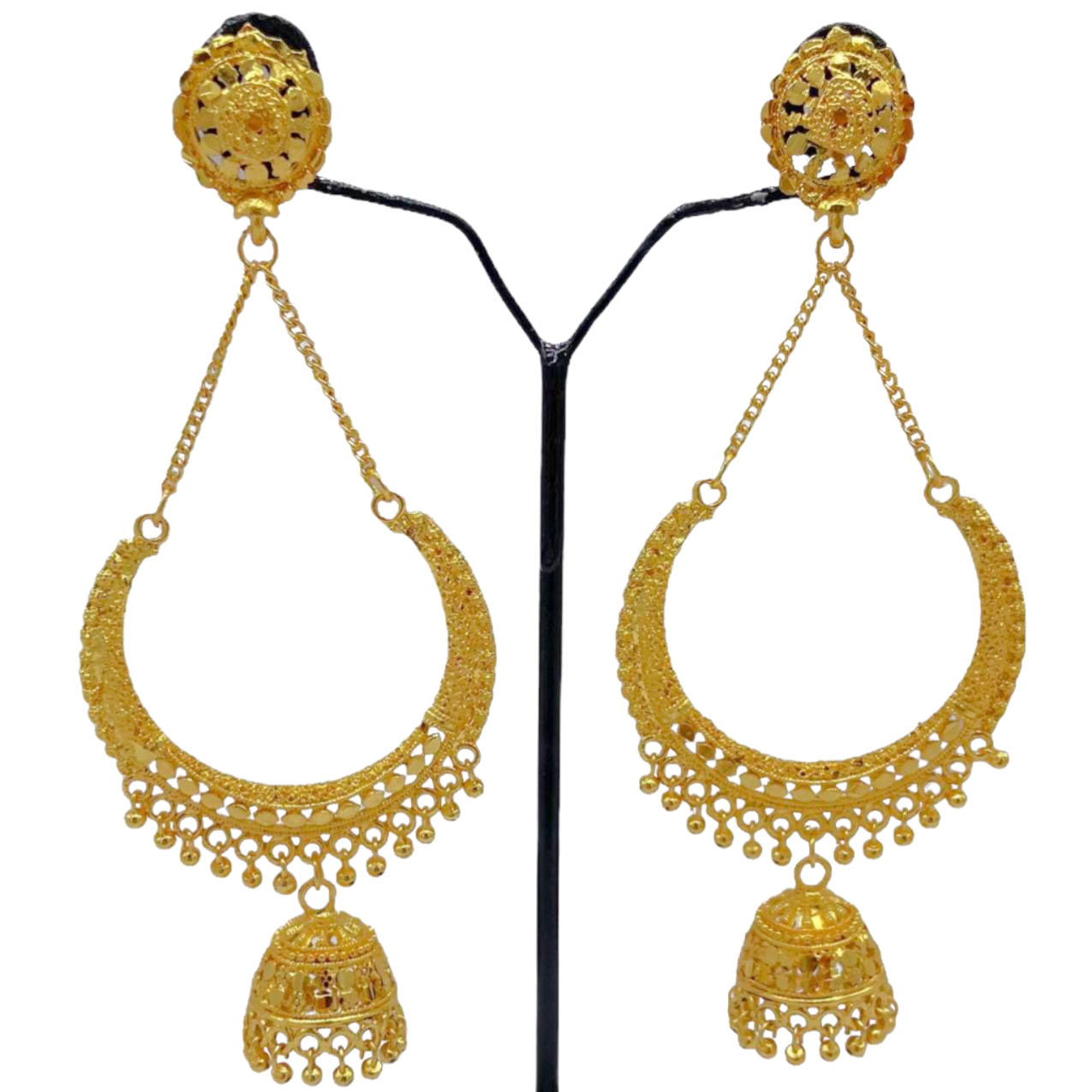 Gold Dangling circular design Earrings