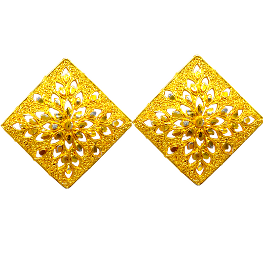Square Shape Gold Stud Earrings