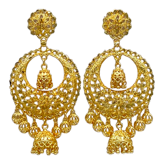 Gold Chand Bali Earring With Dangling zumkhi