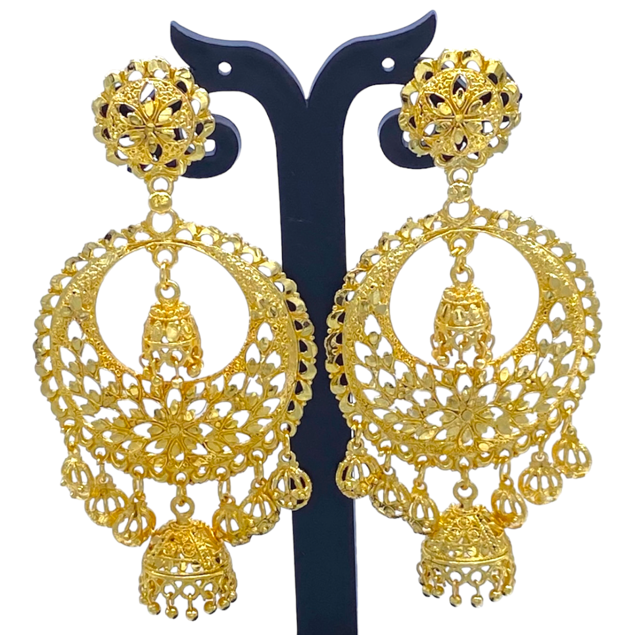 Gold Chand Bali Earring With Dangling zumkhi