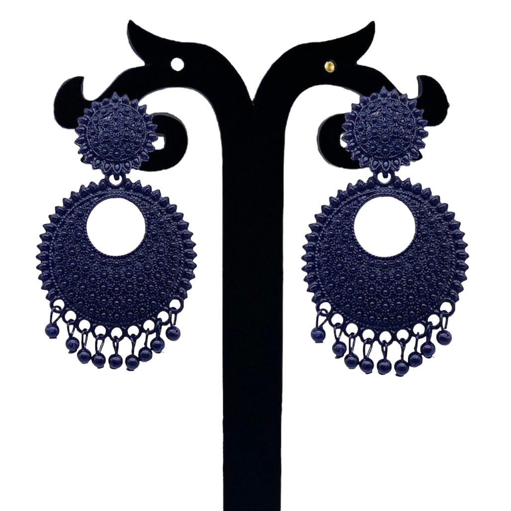 Black Delicate Chandbali Earrings
