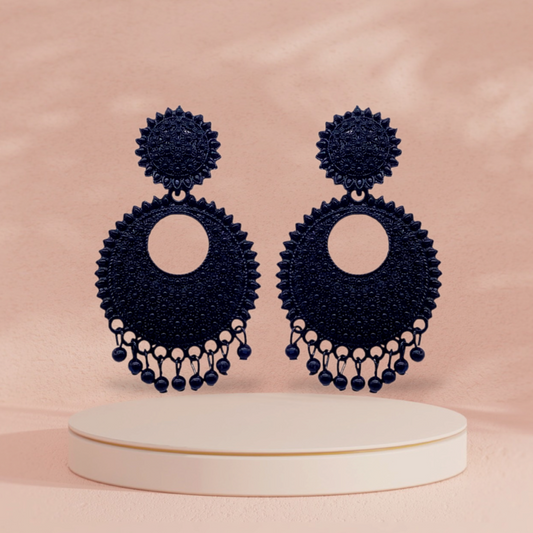 Black Delicate Chandbali Earrings