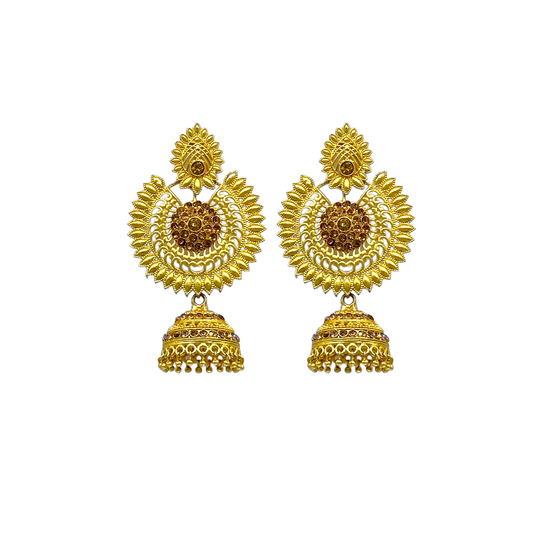 Gold Chandbali Earrings with studded stone