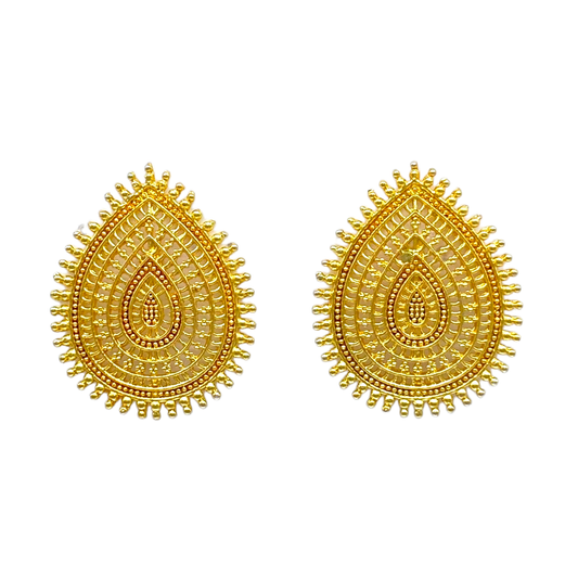 Gold stud Earring with Almond shape design