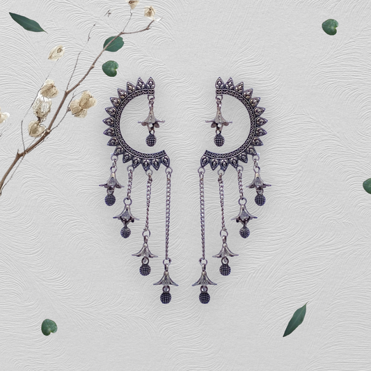 Earcuff shape Oxidised Long  Earrings