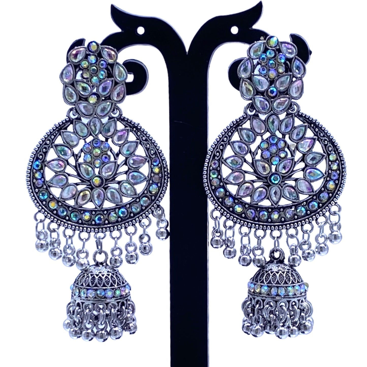 Circular Oxidised Earrings  with Mirror Studded