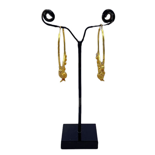 Gold Hoops Earring with Golden Pearl Tassel