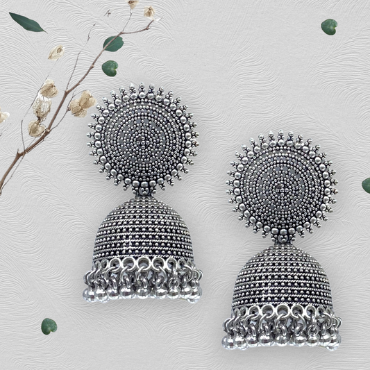 Circular Head Oxidised Zumkha Earrings