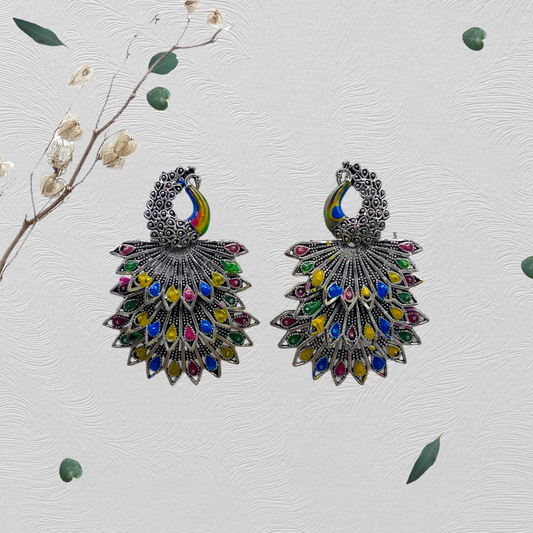Peacock Headed Epoxy Oxidized Earring