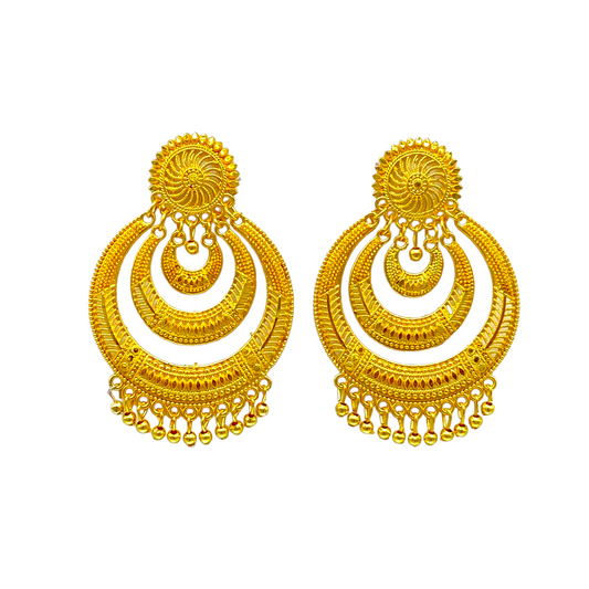 Gold Chandbali stylish Layered Earrings