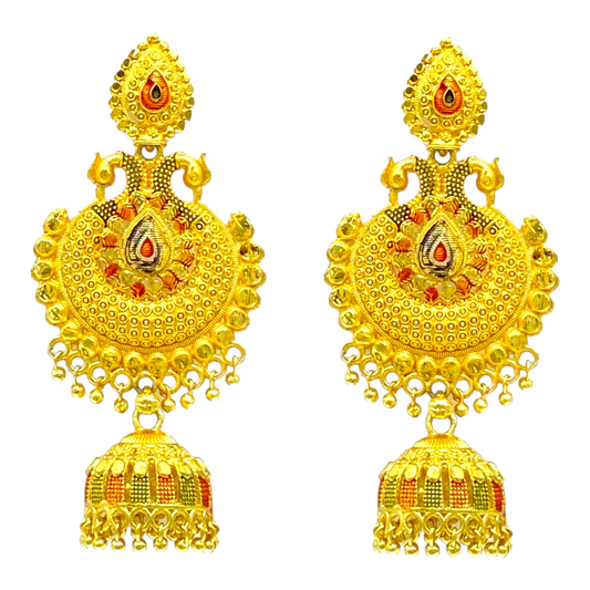 Epoxy Peacock Design Gold Earrings
