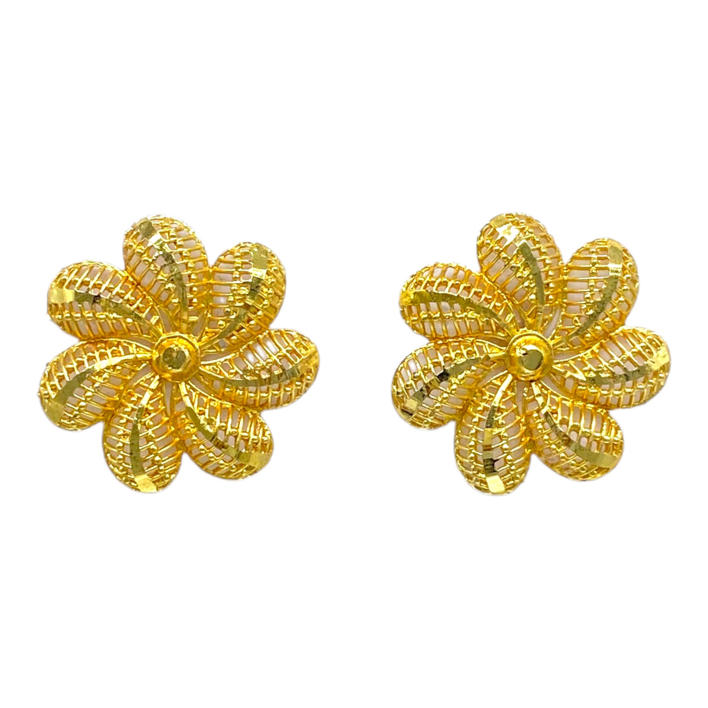 Gold Floral Studded Design Earrings
