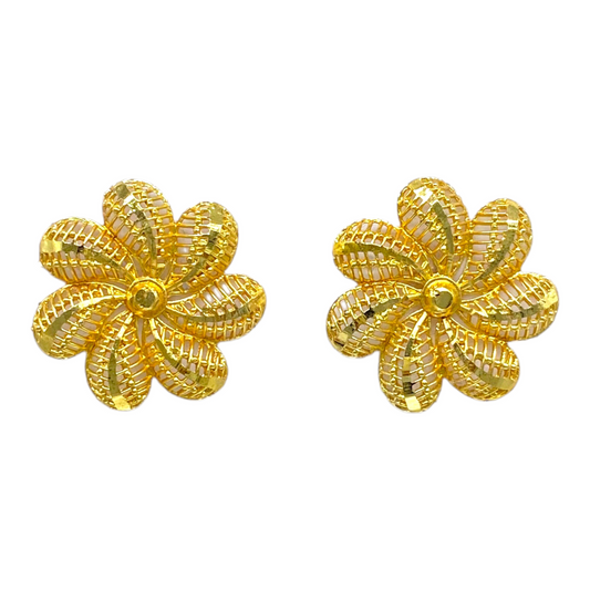 Gold Floral Studded Design Earrings