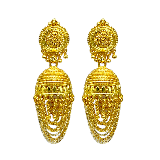 Gold Zumkhi with tassel chain Earrings