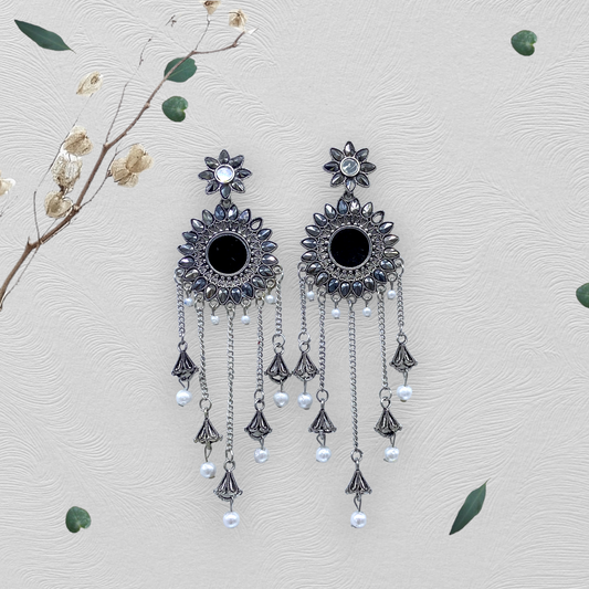 Shining Mirror long Oxidised Earring