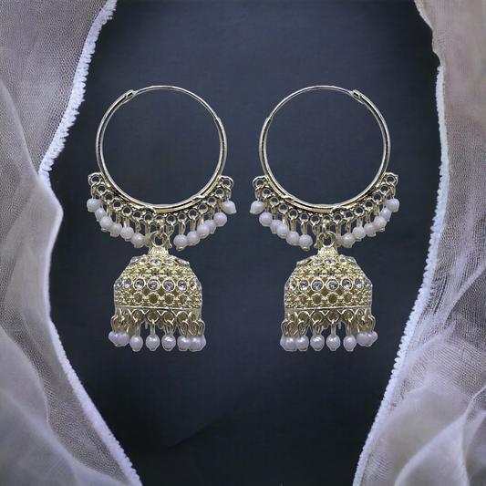 White Gold Hoops Earring with Zumkhi