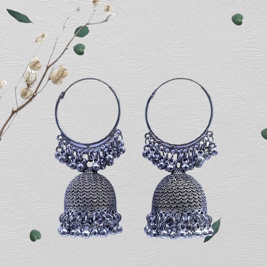 Oxidized Hoops Earring with Zumkha