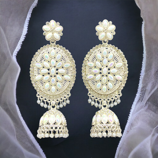 Pearl Studded White Gold Earring