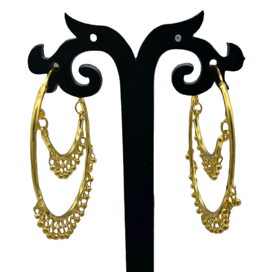 Big Gold Hoops with layers Earring
