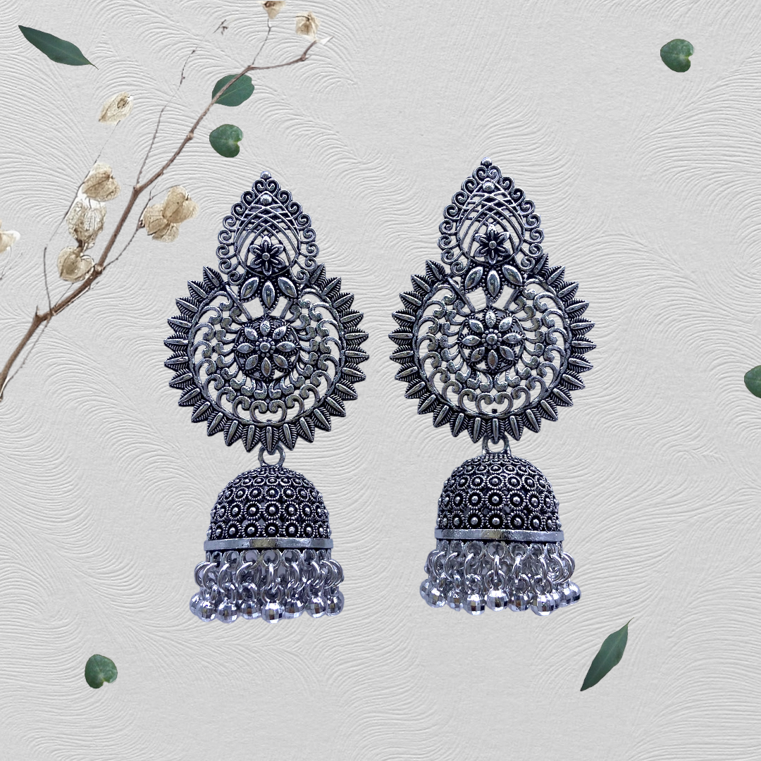 Chandbali Oxidised earring with Zumkha