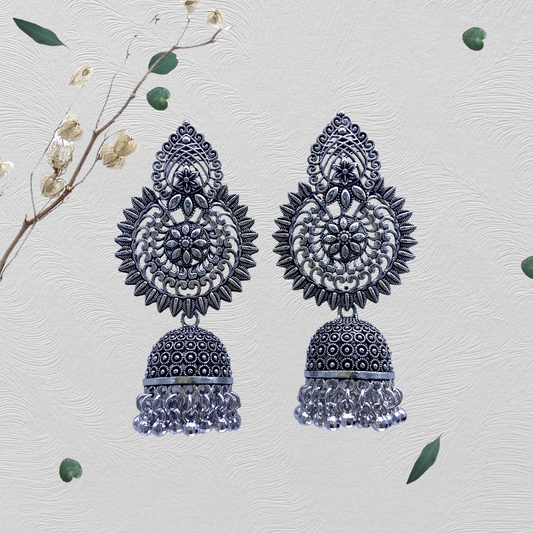 Chandbali Oxidised earring with Zumkha