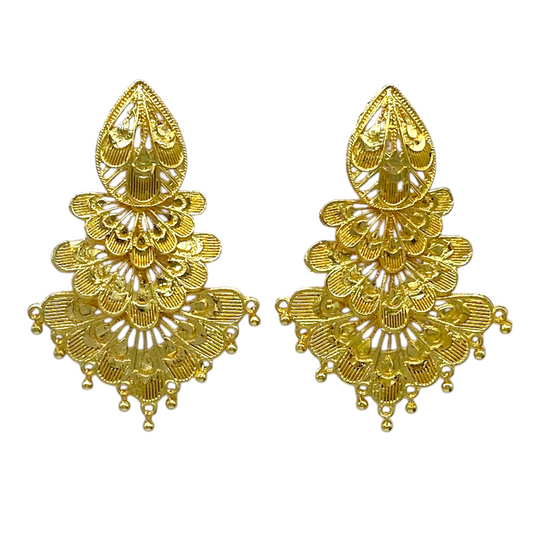 Triple Layered Gold Earring