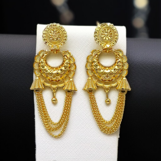 Gold Chandbali Earring with Hanging