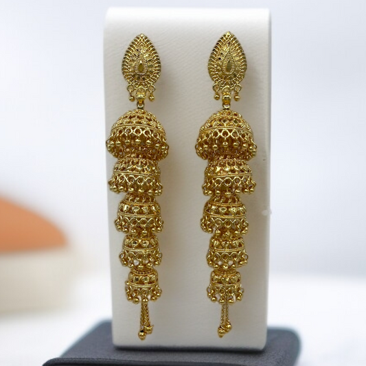 Five Layered Gold Zumkhi Earring
