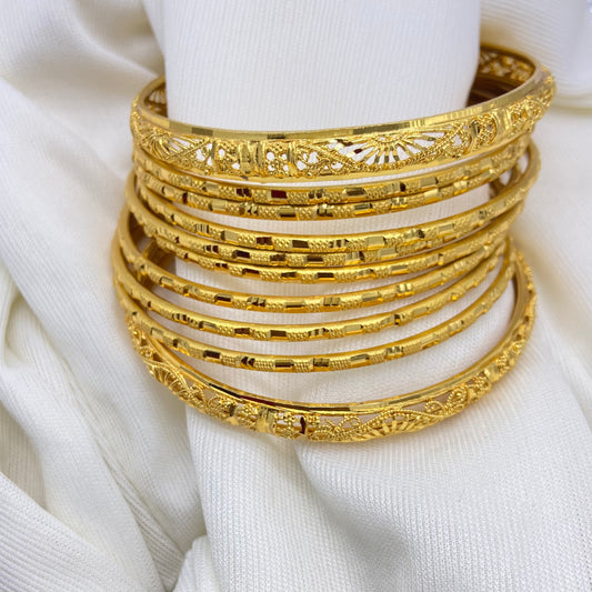 Plain Gold Bunch Bangles 8+2 pcs.