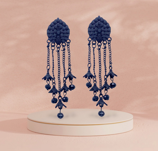 Peacock Head Studded stylish Dangling all Black Earring