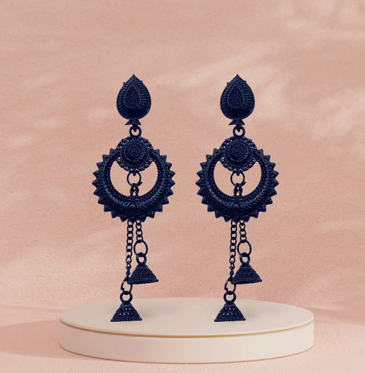 Chandbali Dangling All Black Earring